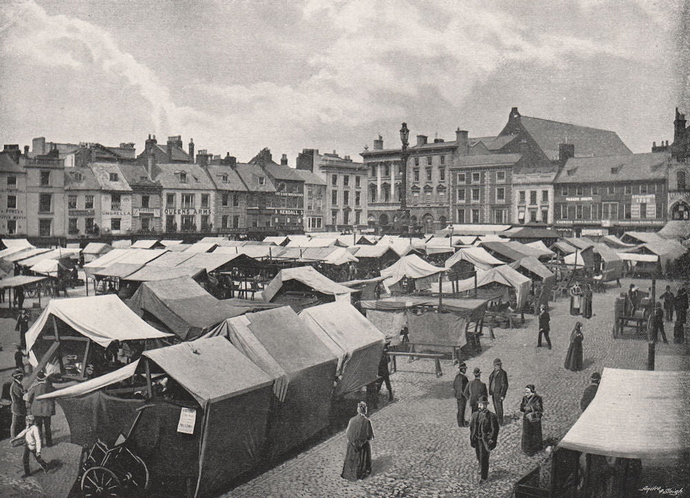 NORTHAMPTON. Market-Place. Many stalls. Busy scene. Northamptonshire 1900